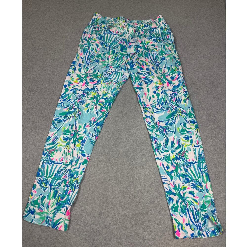 Lilly Pulitzer Womens Size S Emora Knit Pants Blue Pink Ibiza Cabana Cocktail